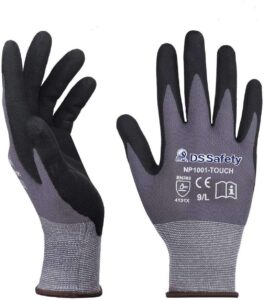 ds safety np1001 nitrile work gloves,spandex liner nitrile coated, 3 pairs (s)