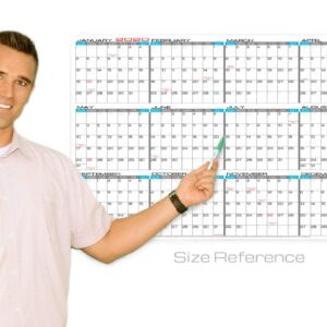 JJH Planners - Laminated - 24" X 36" Large 2024 Erasable Wall Calendar - Horizontal 12 Month Yearly Annual Planner (24h-24x36)