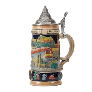 haucoze beer stein mug german landmark stanley drinking mug with lid for man 0.6 liter