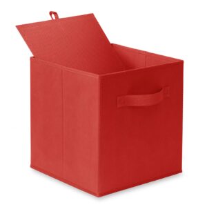 Casafield Set of 6 Collapsible Fabric Cube Storage Bins, Red - 11" Foldable Cloth Baskets for Shelves, Cubby Organizers & More