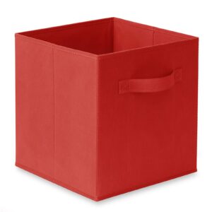 Casafield Set of 6 Collapsible Fabric Cube Storage Bins, Red - 11" Foldable Cloth Baskets for Shelves, Cubby Organizers & More