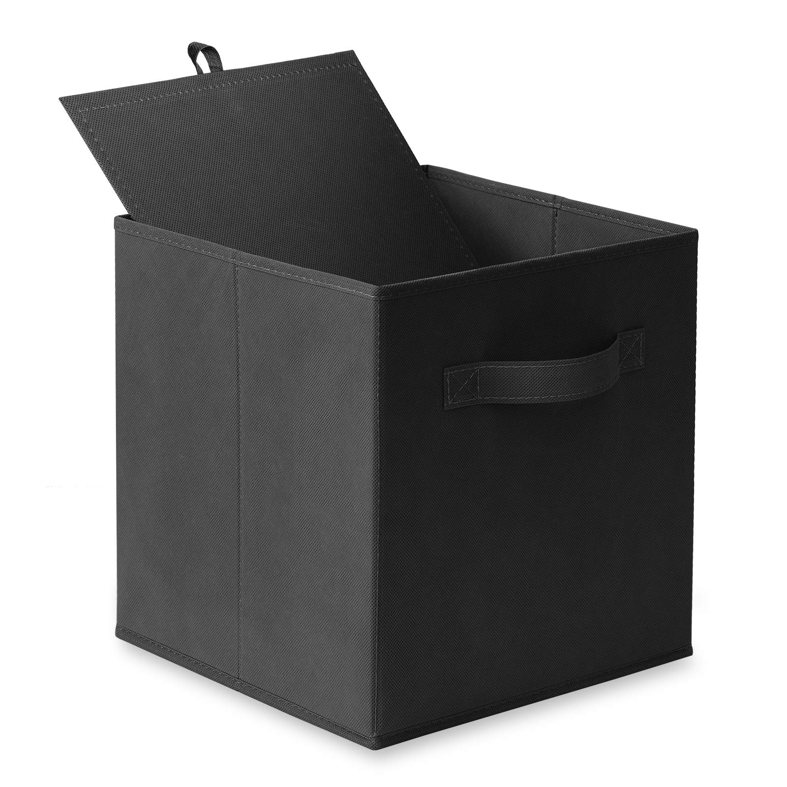 Casafield Set of 6 Collapsible Fabric Cube Storage Bins, Black - 11" Foldable Cloth Baskets for Shelves, Cubby Organizers & More