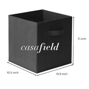 Casafield Set of 6 Collapsible Fabric Cube Storage Bins, Black - 11" Foldable Cloth Baskets for Shelves, Cubby Organizers & More