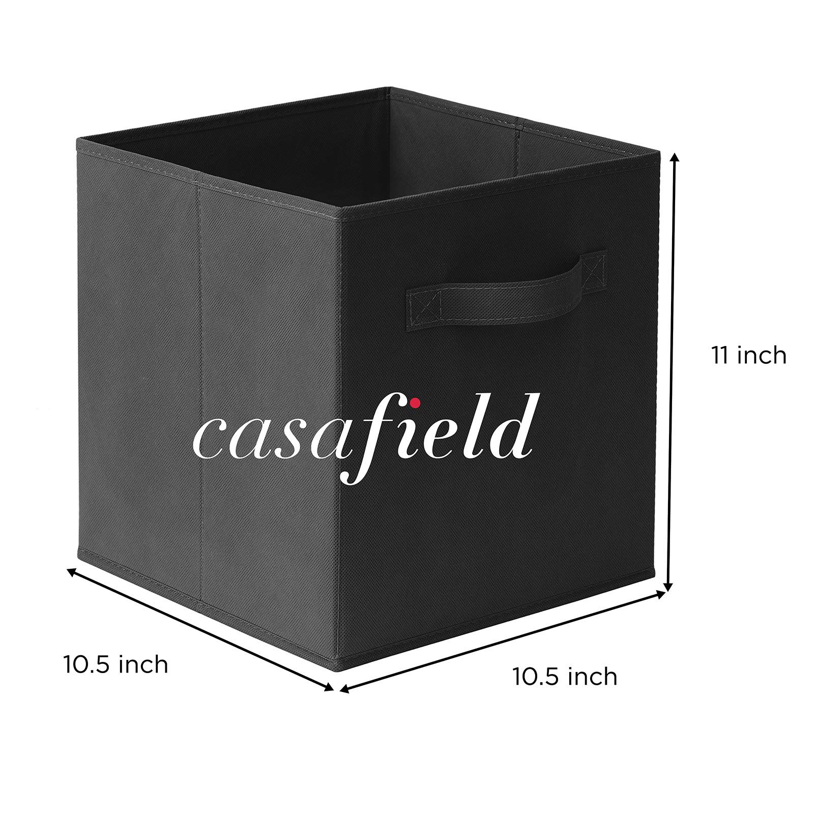 Casafield Set of 6 Collapsible Fabric Cube Storage Bins, Black - 11" Foldable Cloth Baskets for Shelves, Cubby Organizers & More