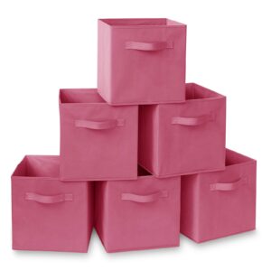 casafield set of 6 collapsible fabric cube storage bins, hot pink - 11" foldable cloth baskets for shelves, cubby organizers & more