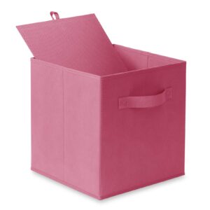 Casafield Set of 6 Collapsible Fabric Cube Storage Bins, Hot Pink - 11" Foldable Cloth Baskets for Shelves, Cubby Organizers & More