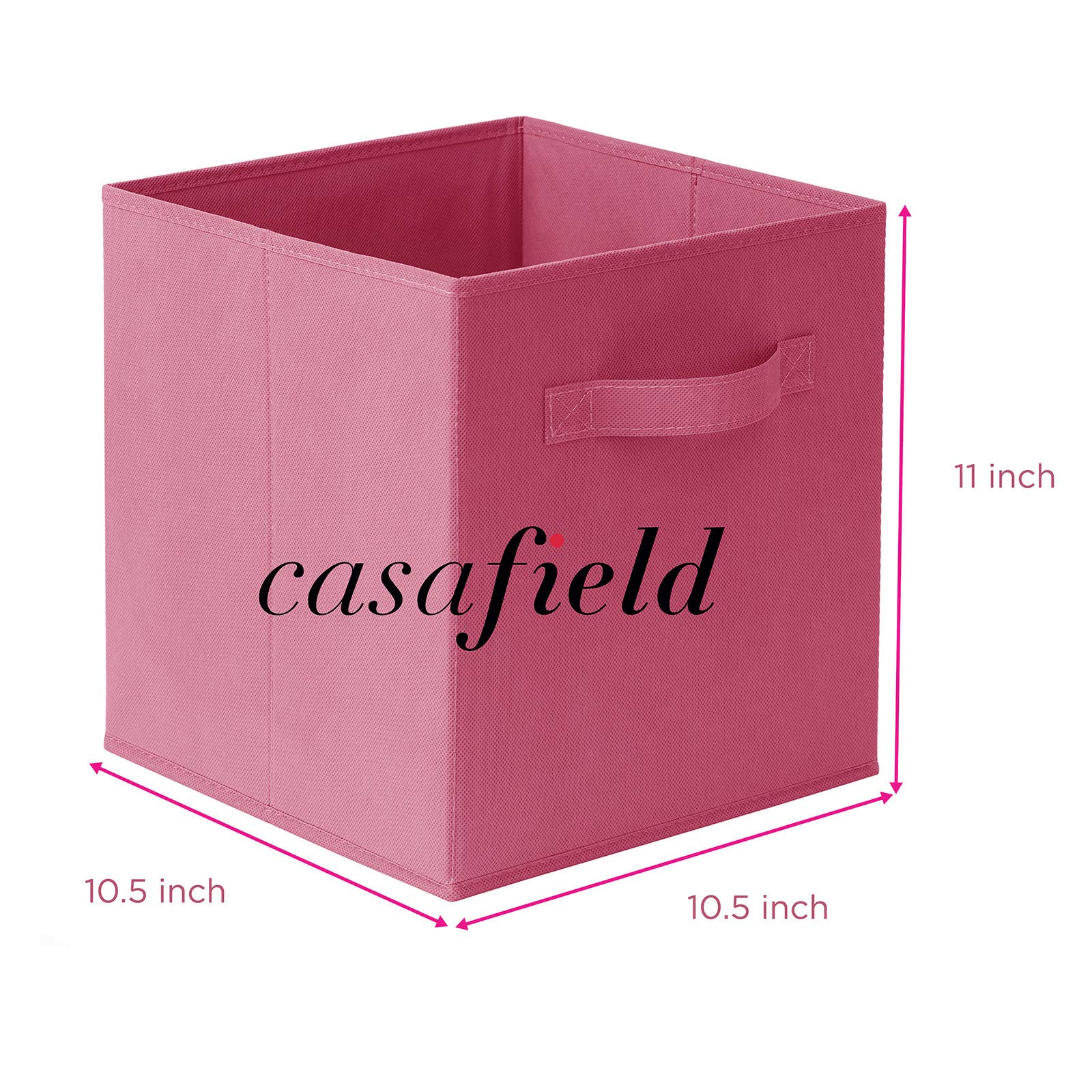 Casafield Set of 6 Collapsible Fabric Cube Storage Bins, Hot Pink - 11" Foldable Cloth Baskets for Shelves, Cubby Organizers & More