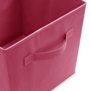 Casafield Set of 6 Collapsible Fabric Cube Storage Bins, Hot Pink - 11" Foldable Cloth Baskets for Shelves, Cubby Organizers & More