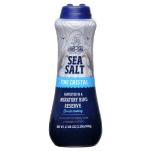 cris-sal gourmet fine cristal sea salt, full flavor premium natural grain, great for cooking, table seasoning recipes, pantry friendly, 17.63 oz