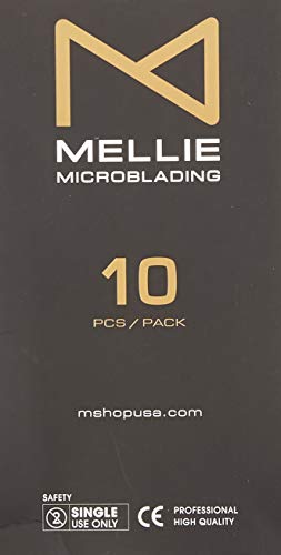 PACK Of 10 Mellie's Signature Microblading Disposable Pen - U SHAPE .18mm - Sterile - Sharp Blade & Non Slip Grip With Pigment Sponge - 18U Microblading Needles