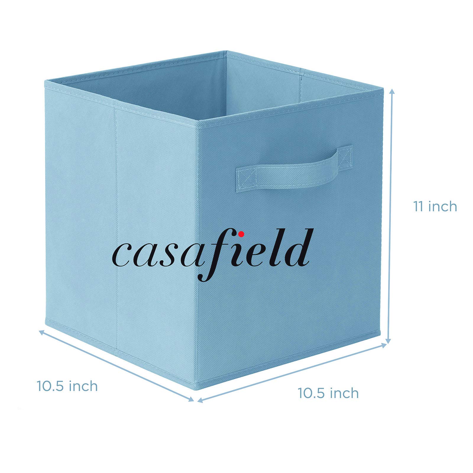 Casafield Set of 6 Collapsible Fabric Cube Storage Bins, Baby Blue - 11" Foldable Cloth Baskets for Shelves, Cubby Organizers & More