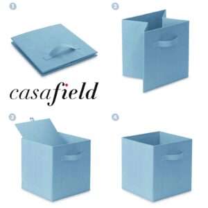 Casafield Set of 6 Collapsible Fabric Cube Storage Bins, Baby Blue - 11" Foldable Cloth Baskets for Shelves, Cubby Organizers & More