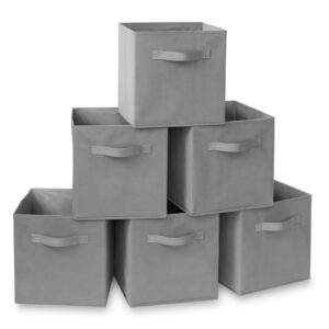 casafield set of 6 collapsible fabric cube storage bins, gray - 11" foldable cloth baskets for shelves, cubby organizers & more