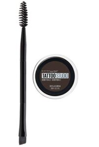 maybelline tattoostudio brow pomade long lasting, buildable, eyebrow makeup, black brown, 1 count