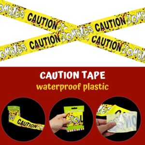 6 Warning Signs 11x14" with Caution Tape Roll 20 Feet - Halloween Zombie Party Decorations Halloween Indoor Outdoor Yard Signs Beware Danger Door Posters Haunted House Decor