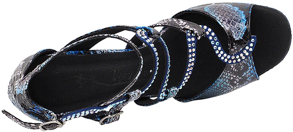 Women's Ballroom Dance Shoes Tango Wedding Salsa Dance Shoes Blue Snake Sera7017EB Comfortable - Very Fine 2.5" Heel 5 M US [Bundle of 5]