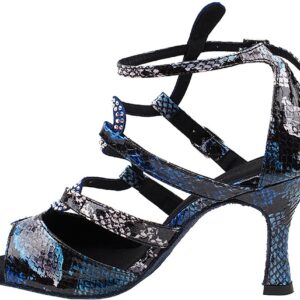 Women's Ballroom Dance Shoes Tango Wedding Salsa Dance Shoes Blue Snake Sera7017EB Comfortable - Very Fine 2.5" Heel 5 M US [Bundle of 5]