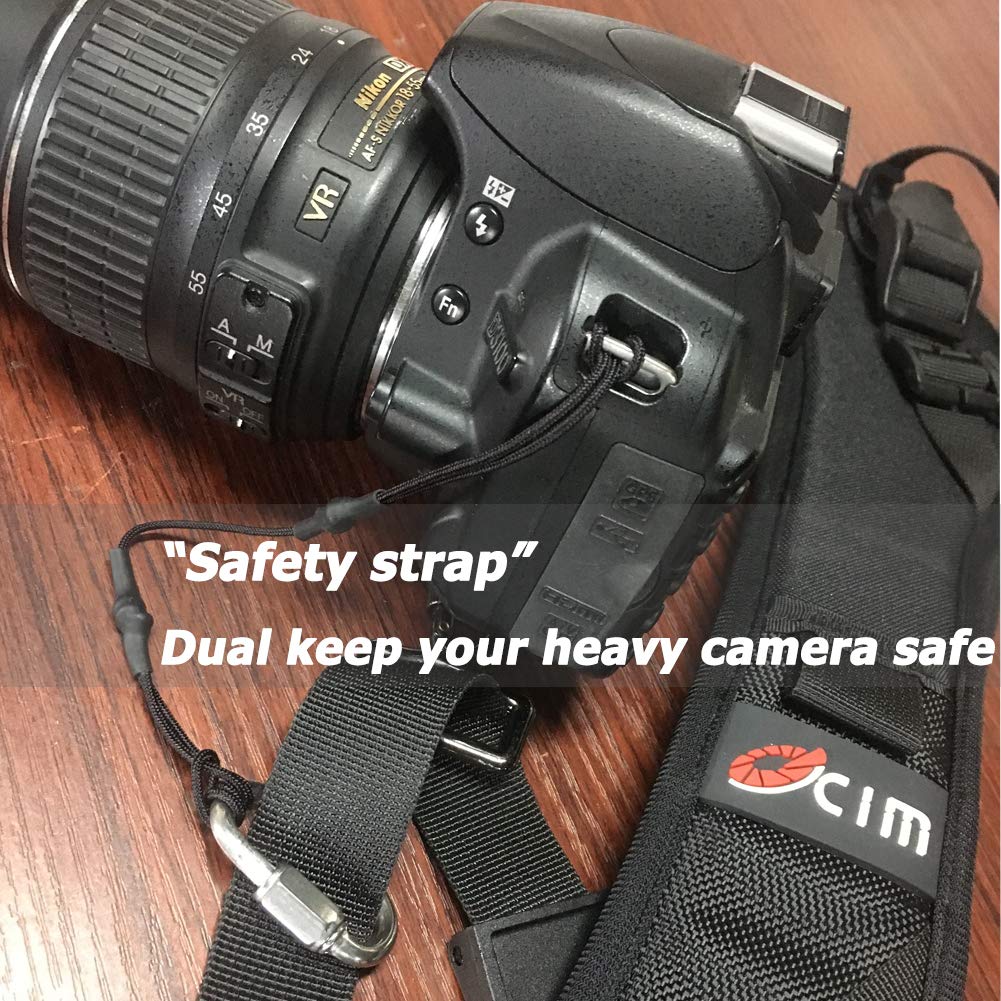 Ocim Camera Strap,Camera Sling Strap with Safety Tether, Adjustable and Comfortable Neck/Shoulder Belt for DSLR/SLR Camera (Compatible With Nikon, Canon, Sony) Universal Belt Women/Men