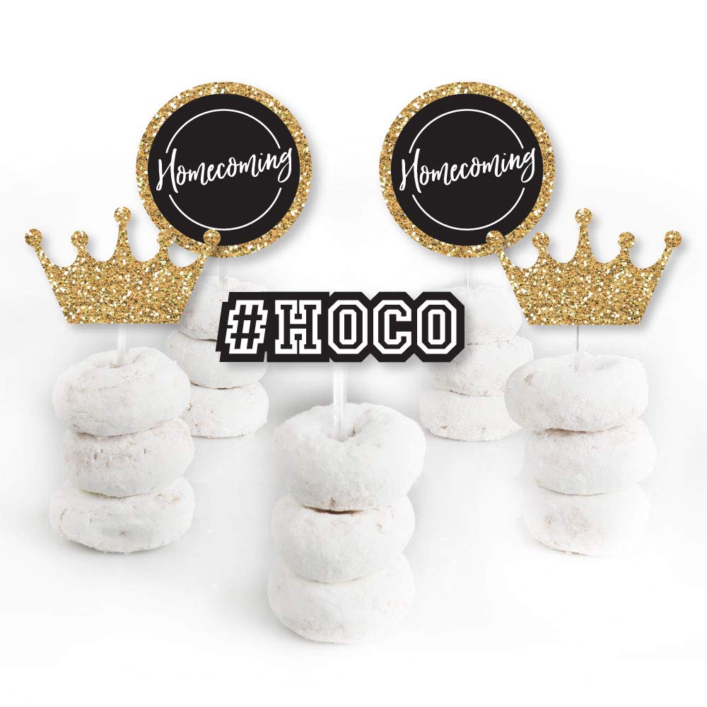 Big Dot of Happiness Hoco Dance - Dessert Cupcake Toppers - Homecoming Clear Treat Picks - Set of 24