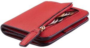 toughergun womens rfid blocking small compact bifold luxury genuine leather pocket wallet ladies mini purse with id window (10 renapa red classic)