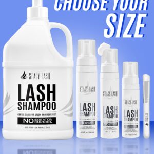 STACY LASH Eyelash Extension Shampoo + Brush / 1.69 fl.oz / 50ml / Eyelid Foaming Cleanser/Wash for Extensions & Natural Lashes/Safe Makeup Remover/Supplies for Professional & Home Use