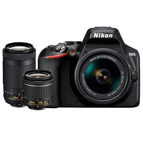 Nikon 1588 D3500 24.2MP DSLR Camera with AF-P 18-55mm VR Lens & 70-300mm Dual Zoom Lens Kit Bundle with 64GB Memory Card, DSLR Value Pack and Accessories (12 Items)