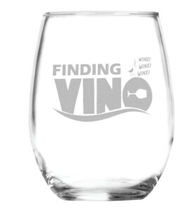 finding vino - 15 oz finding nemo fish wine glass - dishwasher safe -funny gag birthday or christmas present - movie themed gifts - great for long distance best friend or mom - dory fan gift - for her