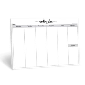 321Done Weekly Planning Notepad Landscape - 50 Sheets (8.5" x 5.5") - Horizontal Weekly Days of Week Paper Note Pad, Planner Organizing - Made in USA - Simple Script