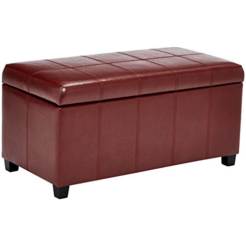 FIRST HILL FHW Bench Collection Rectangular Storage Ottoman, Radicchio Red