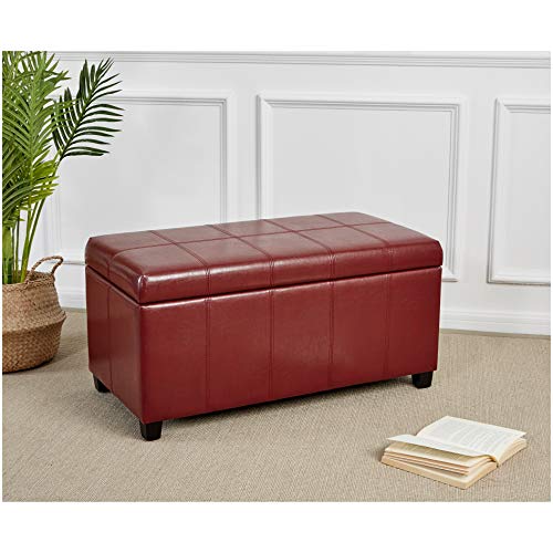 FIRST HILL FHW Bench Collection Rectangular Storage Ottoman, Radicchio Red