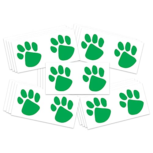 FashionTats Green Paw Prints Temporary Tattoos | 20-Pack | Skin Safe | MADE IN THE USA | Removable