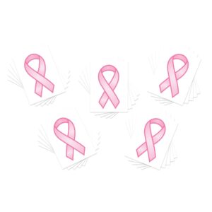 fashiontats pink ribbon breast cancer temporary tattoos | pack of 25 | made in the usa | skin safe | removable