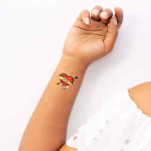 FashionTats Mom Heart Temporary Tattoos | 10-Pack | MOTHERS DAY MAY 14 | Skin Safe | MADE IN THE USA | Removable