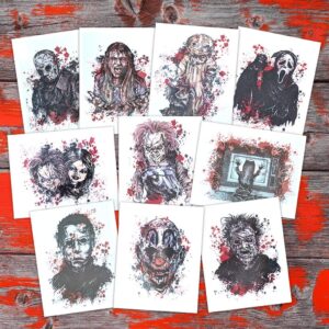 Scary Movie Character Temporary Tattoos | Pack of 10 | MADE IN THE USA | Skin Safe | Removable