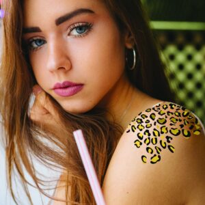 FashionTats Gold Leopard Print Temporary Tattoos | 5 Pack | Made in the USA | Skin Safe | Removable