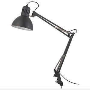 ikea tertial work lamp 32" adjustable multi-joint spring swing arm clamp clip on led bulb included (black)