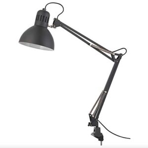 IKEA TERTIAL Work Lamp 32" Adjustable Multi-Joint Spring Swing Arm Clamp Clip On LED Bulb Included (Black)