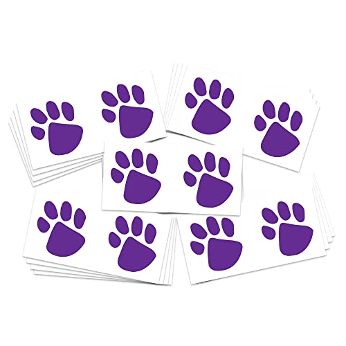 FashionTats Purple Paw Prints Temporary Tattoos | 20-Pack | Skin Safe | MADE IN THE USA | Removable