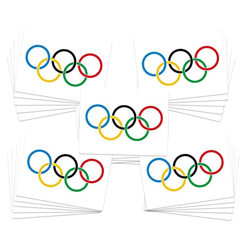 FashionTats Small Olympic Rings Temporary Tattoos | 25 pack | Skin Safe | MADE IN THE USA | Removable