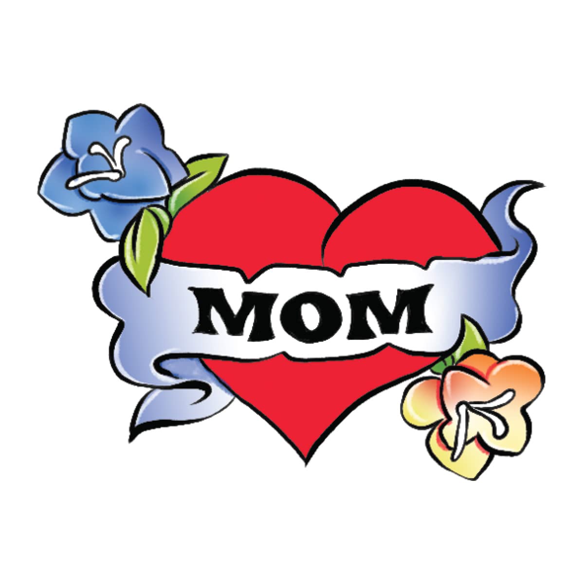 Mom Heart & Flowers Temporary Tattoos | 10 Pack | Skin Safe | MADE IN THE USA | Removable