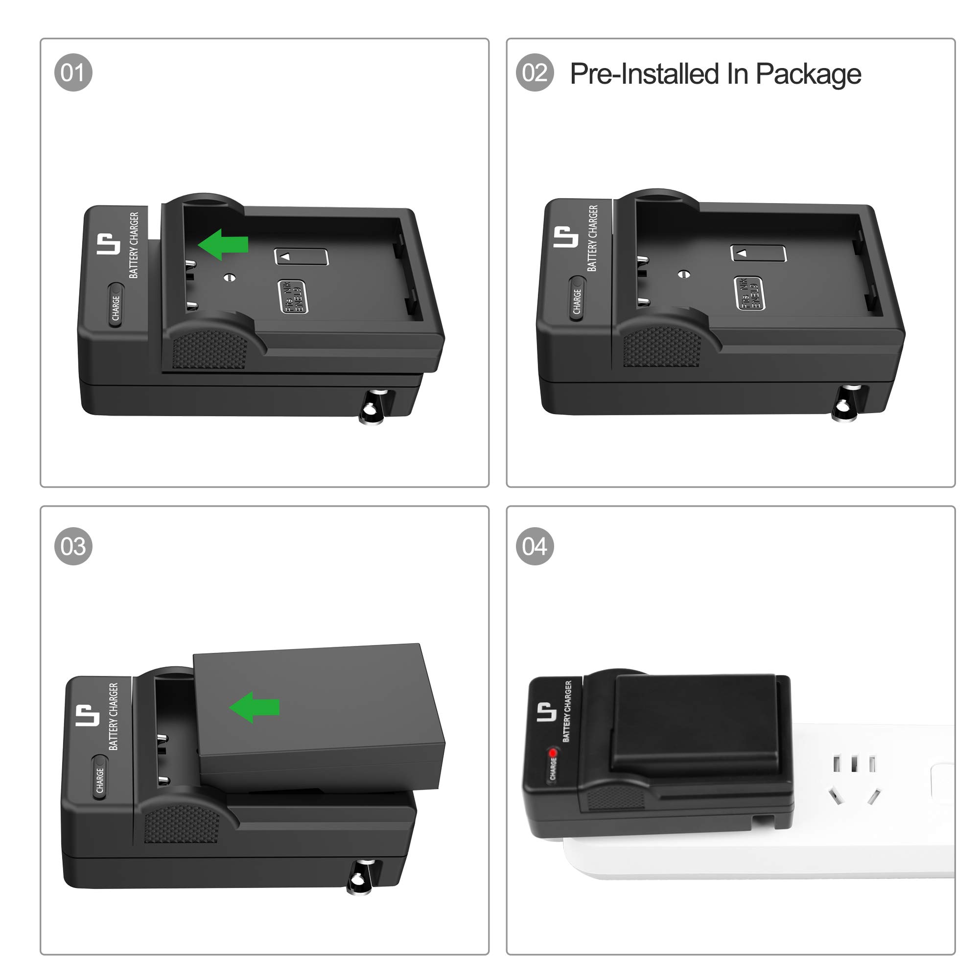 EN-EL9 EN EL9a Battery Charger Pack, LP Charger Pack Compatible with Nikon D40, D40X, D60, D3000, D5000 Cameras, Replacement for Nikon EN EL9, EN-EL9a & MH-23
