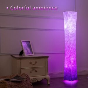 chiphy Floor Lamp, 52"(S) Standing Lamp, RGB Color Changing LED Bulbs, Adjustable Brightness Color Temperature, Purple Grandient Fabric Lampshade, for Living Room, Bedroom, Kids Room