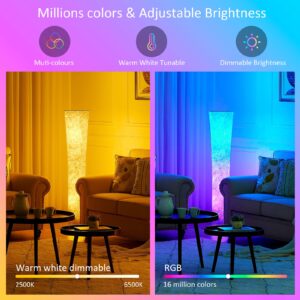 chiphy Floor Lamp, 52"(S) Standing Lamp, RGB Color Changing LED Bulbs, Adjustable Brightness Color Temperature, Purple Grandient Fabric Lampshade, for Living Room, Bedroom, Kids Room