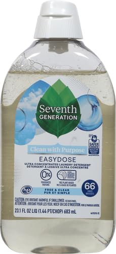Seventh Generation EasyDose Laundry Detergent, Ultra Concentrated: 66 Loads, Free & Clear Designed for Sensitive Skin, 23.1 Fl Oz