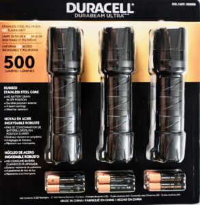 duracell durabeam ultra led flashlight 500 lumens, 3 count