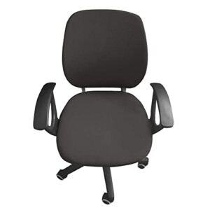 flexible computer chair cover office swivel chair cover- protective & stretchable universal chair covers stretch rotating chair slipcover (deep grey)