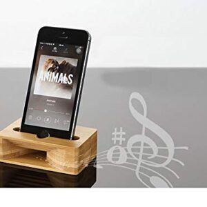 UnnFiko Wooden Sound Amplifier Stand Holder for iPhone, Natural Loudspeaker Mini Megaphone Cell Phone Stand (Square)