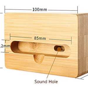 UnnFiko Wooden Sound Amplifier Stand Holder for iPhone, Natural Loudspeaker Mini Megaphone Cell Phone Stand (Square)