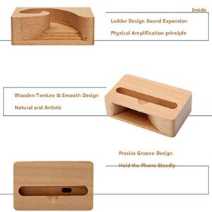 UnnFiko Wooden Sound Amplifier Stand Holder for iPhone, Natural Loudspeaker Mini Megaphone Cell Phone Stand (Square)