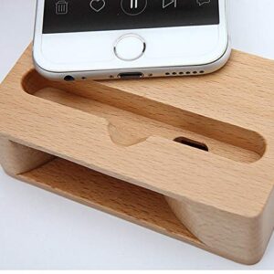 UnnFiko Wooden Sound Amplifier Stand Holder for iPhone, Natural Loudspeaker Mini Megaphone Cell Phone Stand (Square)